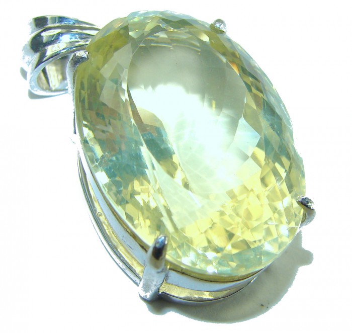 Perfection Oval cut 42.3 carat Lemon Quartz .925 Sterling Silver handcrafted pendant