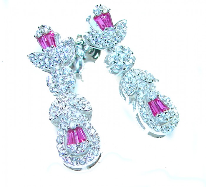 Beauty of Nature- natural 4.5 carat Ruby .925 Sterling Silver handmade Statement Earrings