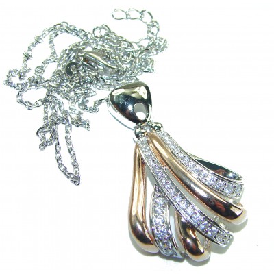 Dazzling Beauty - White Topaz 2 tones .925 Sterling Silver handcrafted necklace