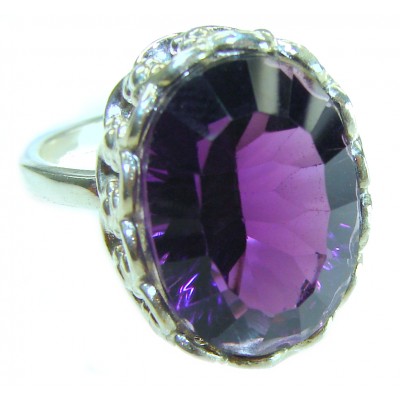 12.8 carat AUTHENTIC Amethyst .925 Sterling Silver Handcrafted Ring size 7 1/4