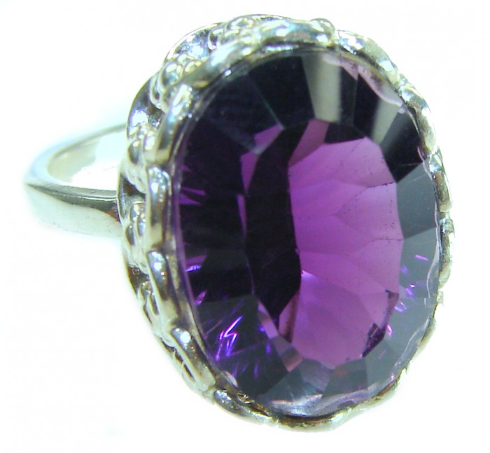 12.8 carat AUTHENTIC Amethyst .925 Sterling Silver Handcrafted Ring size 7 1/4
