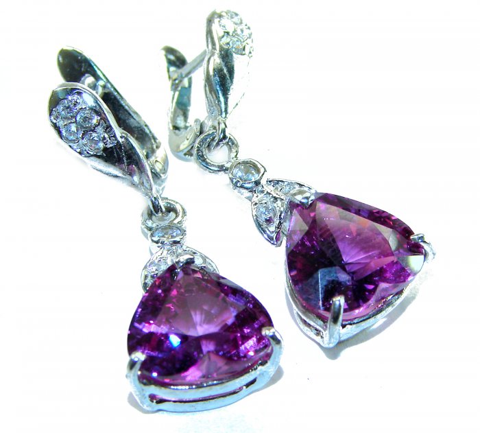 The Spade - Deep Purple Heart 11.8 carat Authentic Topaz .925 Sterling Silver Handcrafted earrings - video