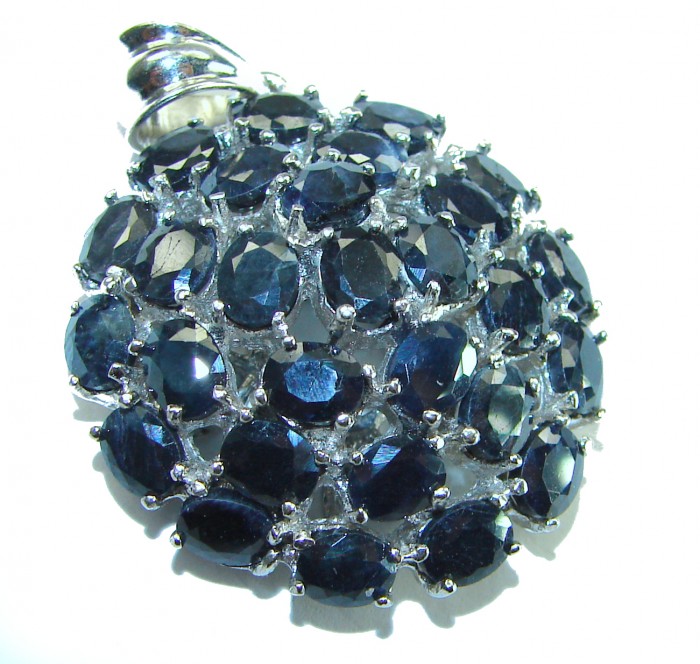 Penelope Authentic 23.5 carat faceted Sapphire .925 Sterling Silver handcrafted Statement Pendant