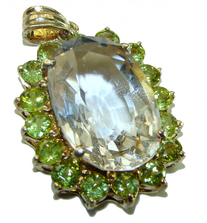 Luxury genuine 18.5 CARAT Champagne Topaz Peridot .925 Sterling Silver handmade Pendant