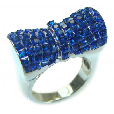 Endlessly Enchanting - 19.2 carat Authentic Sapphire .925 Sterling Silver handmade Statement Ring size 7