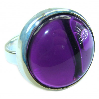 Purple Moon 22.2 carat Amethyst 14K Gold over .925 Sterling Silver Handcrafted Large Ring size 7 adjustable