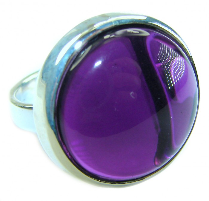 Purple Moon 22.2 carat Amethyst 14K Gold over .925 Sterling Silver Handcrafted Large Ring size 7 adjustable