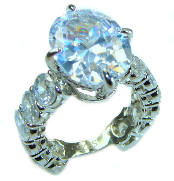 14.8 carat White Topaz .925 Sterling Silver brilliantly handcrafted stack ring s. 7 1/4