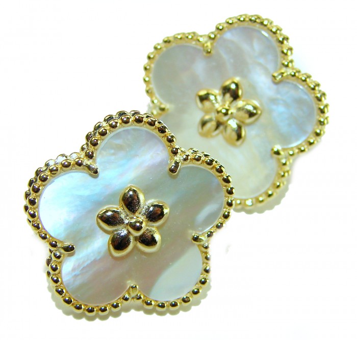 Genuine Blister Pearl 14K Gold over .925 Sterling Silver handcrafted Statement Earrings