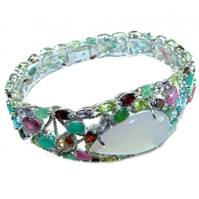 Marie Antoinette's STYLE authentic 52.5 carat Brazilian Rose Quartz .925 Sterling Silver handcrafted Statement Bracelet