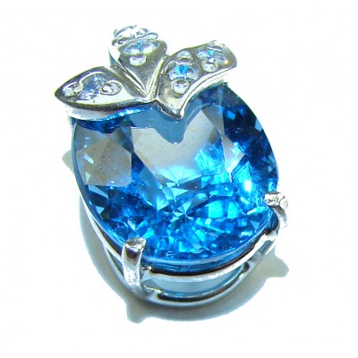 Atlantica 7.5 carat Swiss Blue Topaz .925 Sterling Silver Handcrafted pendant