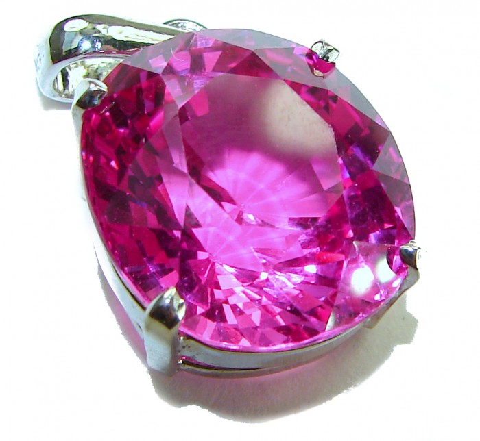Pink Beauty - Oval cut 14.4 carat Pink Sapphire .925 Sterling Silver handcrafted pendant