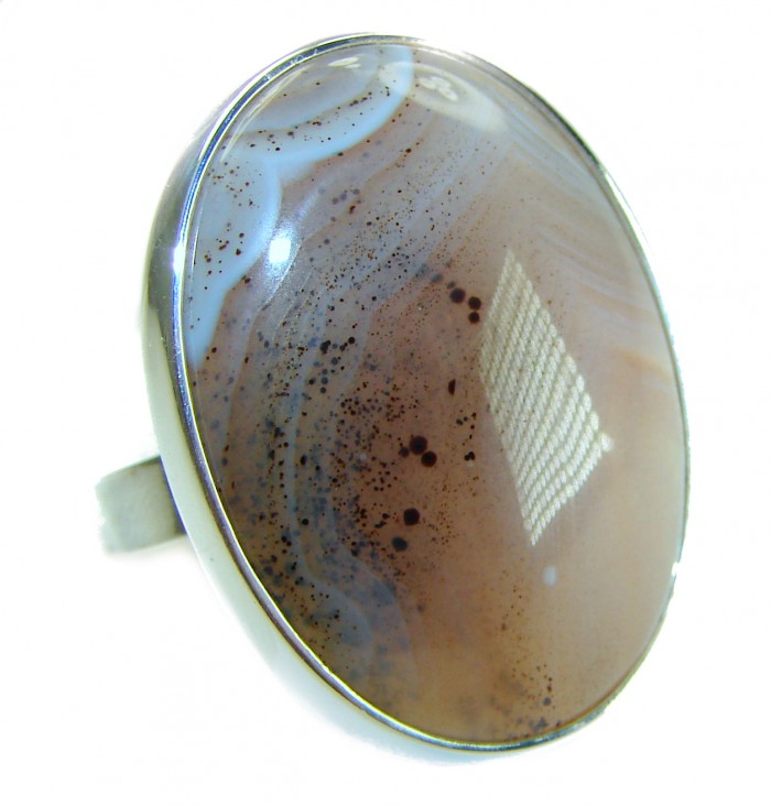 Top Quality Botswana Agate .925 Sterling Silver handcrafted Ring s. 8 adjustable