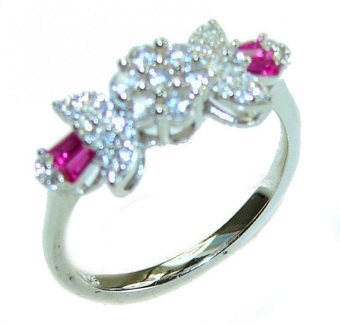 Bella Rosa Genuine 2.5 carat Ruby .925 Sterling Silver Statement Ring size 6 1/2