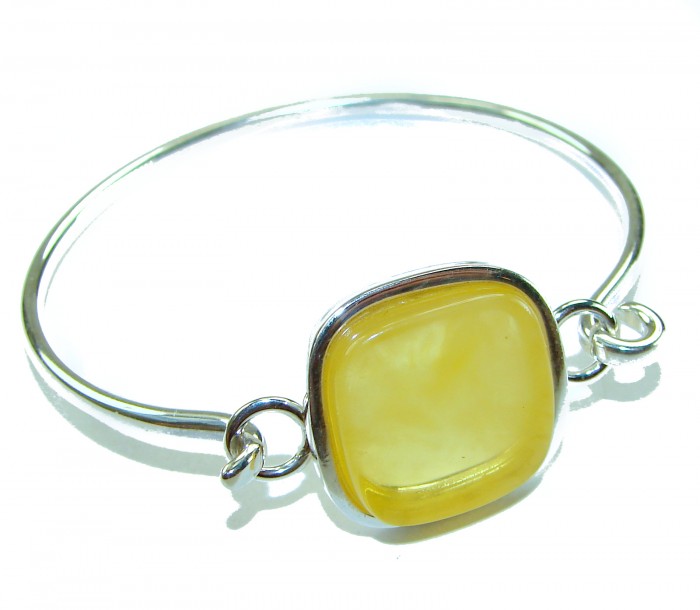 Genuine Butterscotch Polish Amber .925 Sterling Silver handmade Bracelet / Cuff