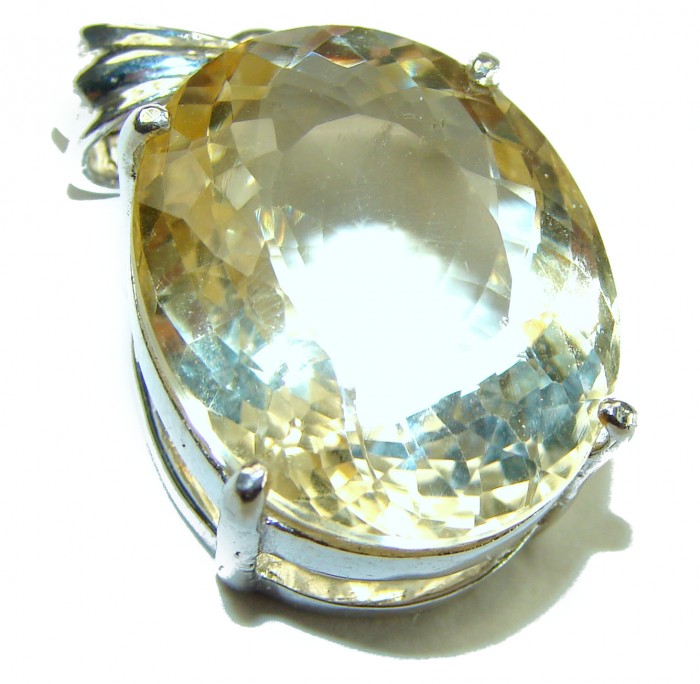 Perfection Oval cut 23.3 carat Lemon Quartz .925 Sterling Silver handcrafted pendant