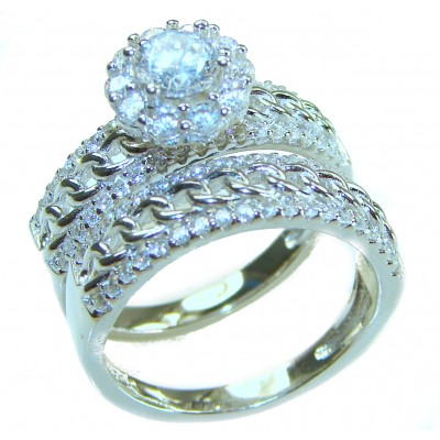 Dazzling - Exclusive 4.6 carat White Topaz .925 Sterling Silver handcrafted stack ring size 6 1/2