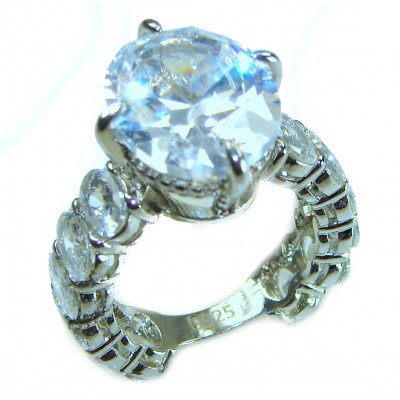 14.8 carat White Topaz .925 Sterling Silver brilliantly handcrafted stack ring s. 7 1/4