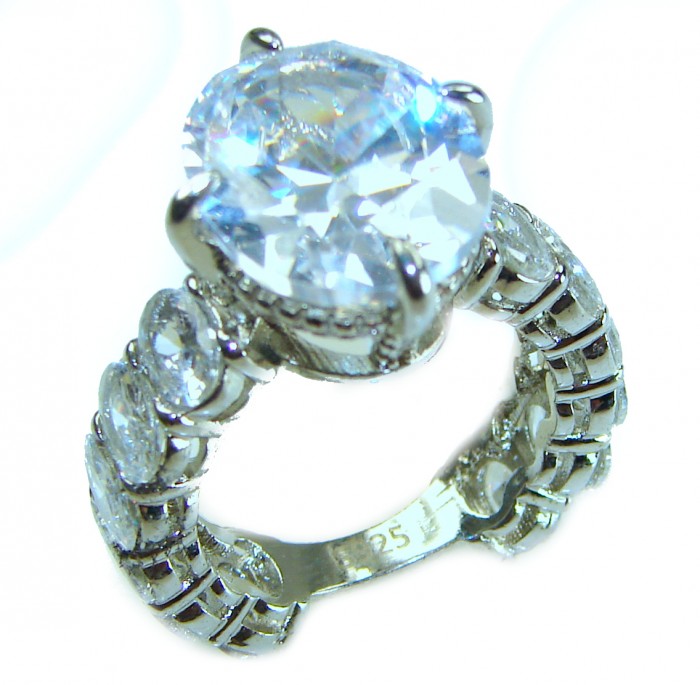 14.8 carat White Topaz .925 Sterling Silver brilliantly handcrafted stack ring s. 7 1/4