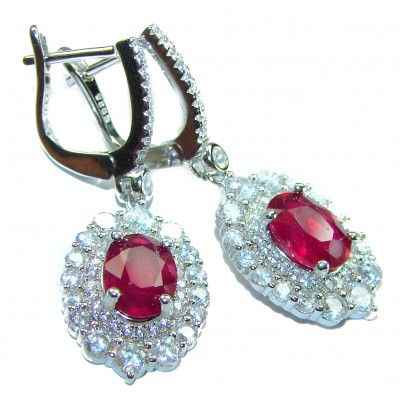 Natural 4.5 carat Ruby .925 Sterling Silver handmade Statement Earrings