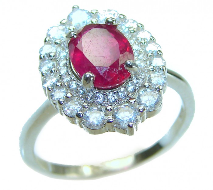 Genuine 3.5 CARAT Ruby Sapphire .925 Sterling Silver handcrafted Statement Ring size 6 3/4