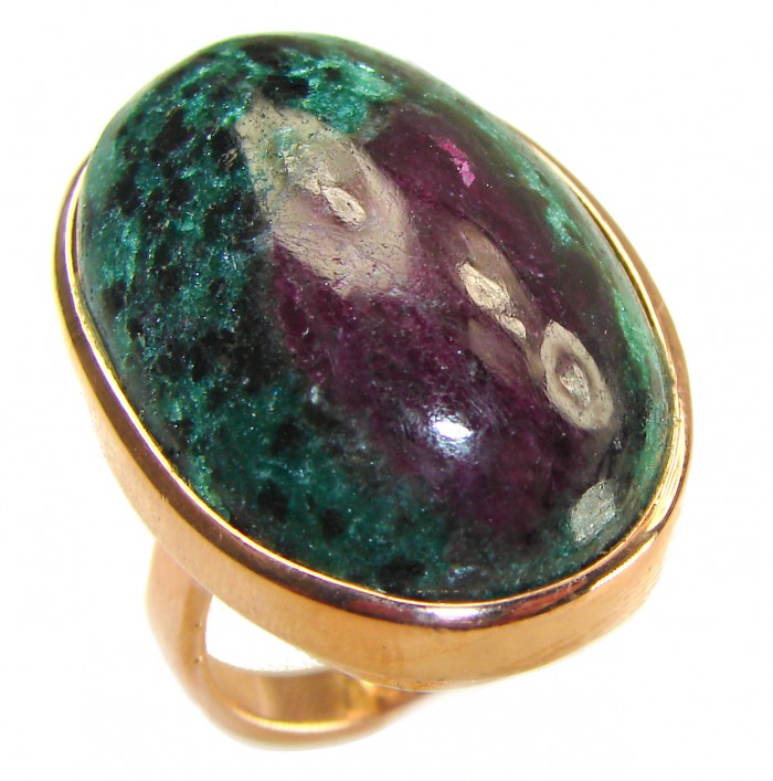 Natural Eudialyte 14K Gold over .925 Sterling Silver Large Ring s. 8 adjustable