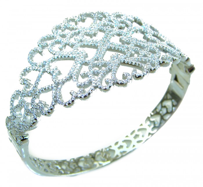 A Million Stars 28.8 carat White Sapphire .925 Sterling Silver Statement Bracelet / Cuff