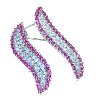 2.2 carat Ruby .925 Sterling Silver handcrafted earrings
