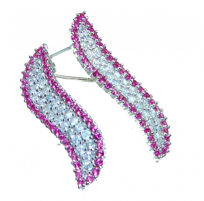 2.2 carat Ruby .925 Sterling Silver handcrafted earrings