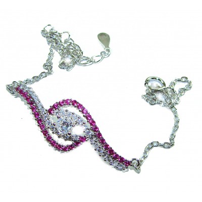 7.5 carat Ruby .925 Sterling Silver handmade Statement Bracelet