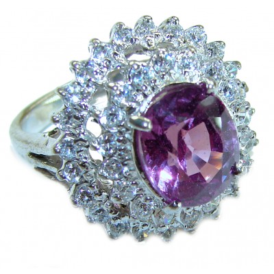Deep Purple 10.2 carat natural Amethyst .925 Sterling Silver handcrafted ring size 6