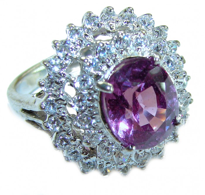 Deep Purple 10.2 carat natural Amethyst .925 Sterling Silver handcrafted ring size 6