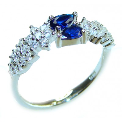 Authentic 1.9 carat Sapphire .925 Sterling Silver handcrafted Ring size 7