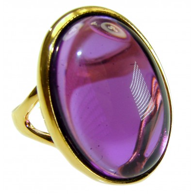 22.2 carat Amethyst 14K Gold over .925 Sterling Silver Handcrafted Large Ring size 7 1/4