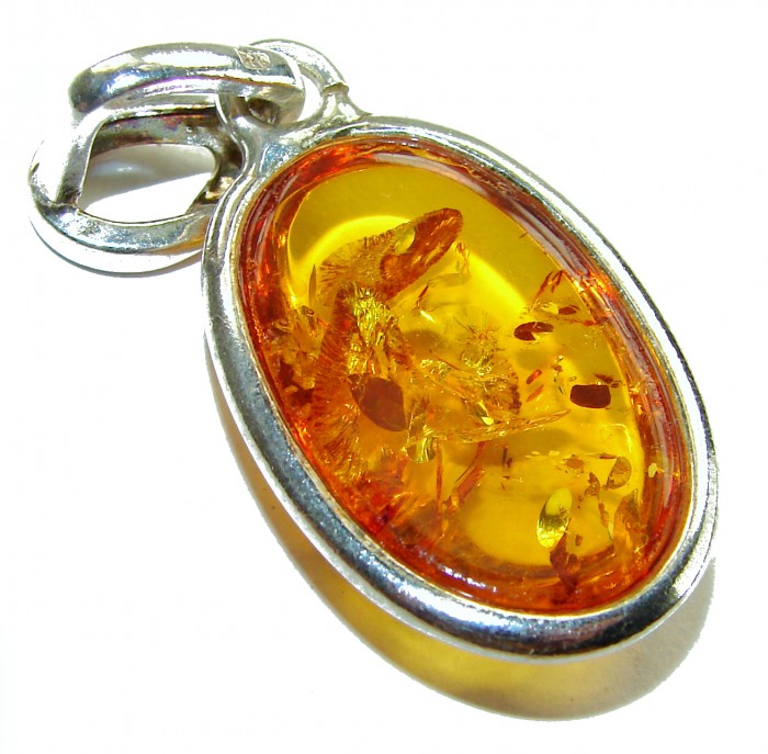 Prehistoric Authentic Baltic Amber .925 Sterling Silver handcrafted Pendant