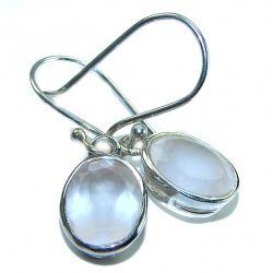 Authentic 6.2 carat Rose Quartz .925 Silver handcrafted Statement earrings