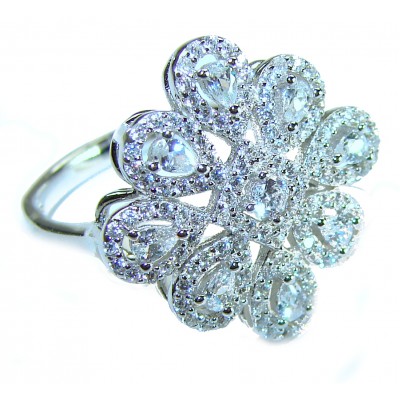 11.8 carat White Topaz .925 Sterling Silver brilliantly handcrafted ring s. 8 1/4