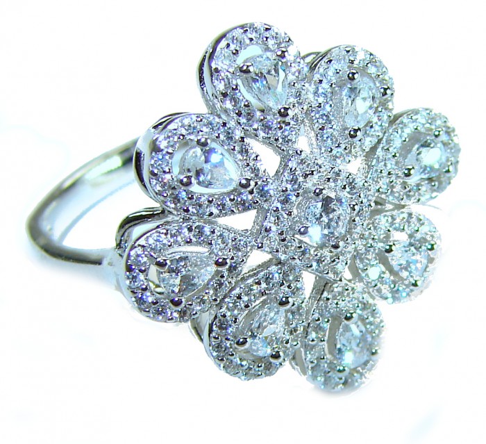 11.8 carat White Topaz .925 Sterling Silver brilliantly handcrafted ring s. 8 1/4
