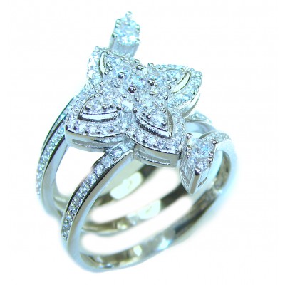 6.8 carat White Topaz .925 Sterling Silver brilliantly handcrafted stack ring s. 6