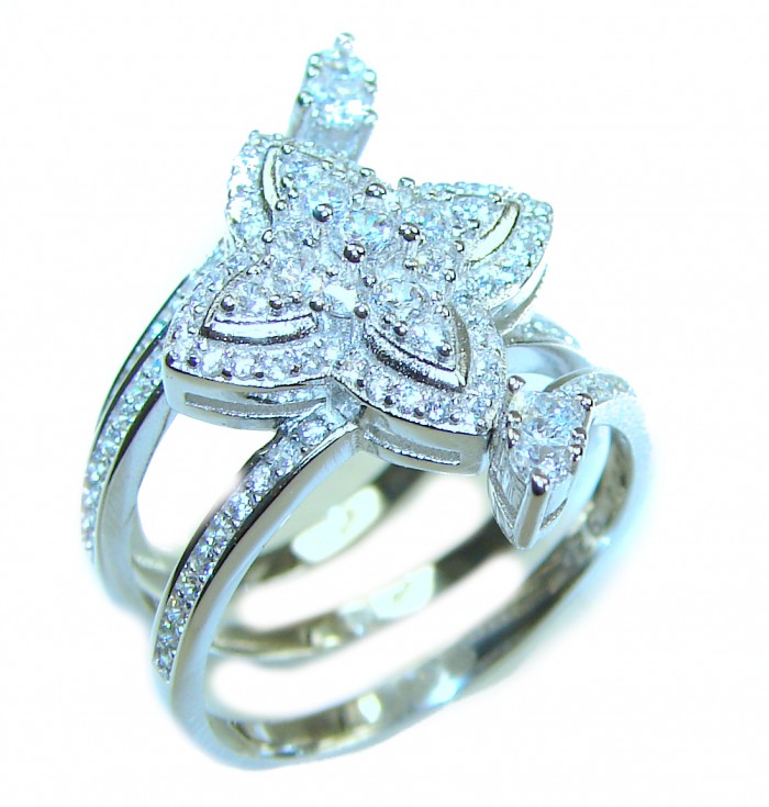 6.8 carat White Topaz .925 Sterling Silver brilliantly handcrafted stack ring s. 6