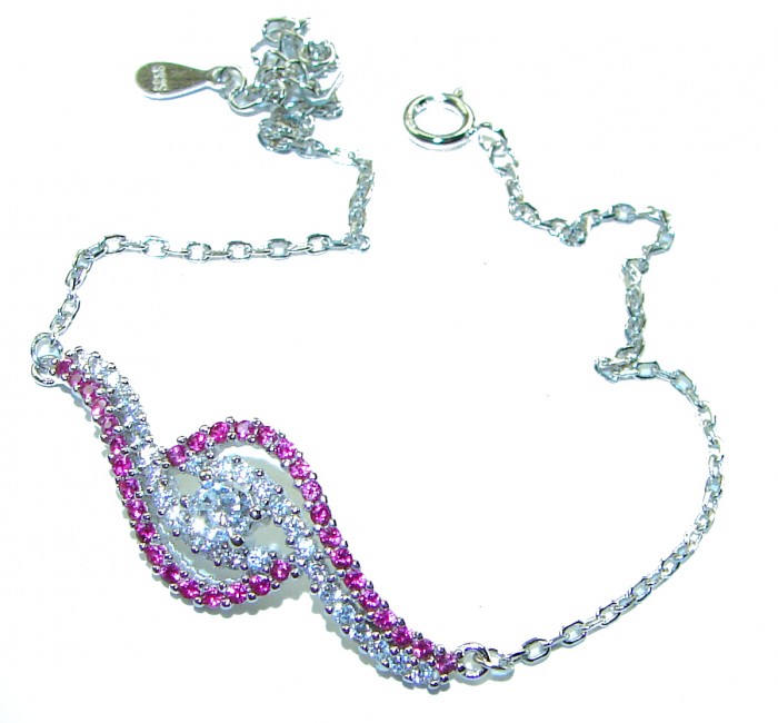 7.5 carat Ruby .925 Sterling Silver handmade Statement Bracelet