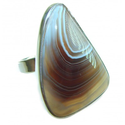 Top Quality Botswana Agate .925 Sterling Silver handcrafted Ring s. 8 adjustable