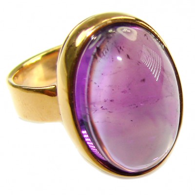 12.2 carat Amethyst 14K Gold over .925 Sterling Silver Handcrafted Large Ring size 7 adjustable