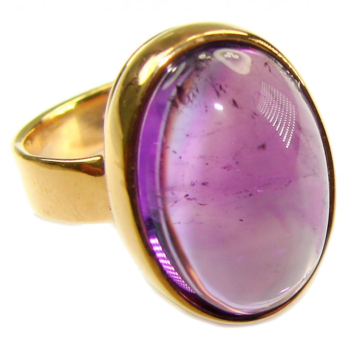12.2 carat Amethyst 14K Gold over .925 Sterling Silver Handcrafted Large Ring size 7 adjustable