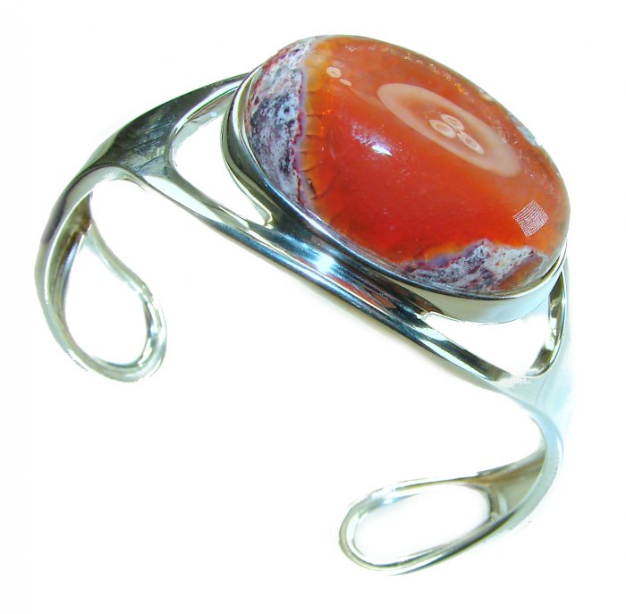 Simplicity 85.5 carat Genuine Mexican Fire Opal handcrafted .925 Sterling Silver Bracelet / Cuff - video