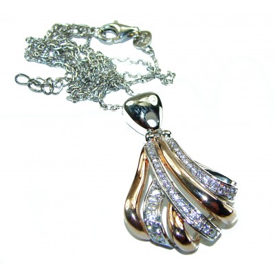Dazzling Beauty - White Topaz 2 tones .925 Sterling Silver handcrafted necklace