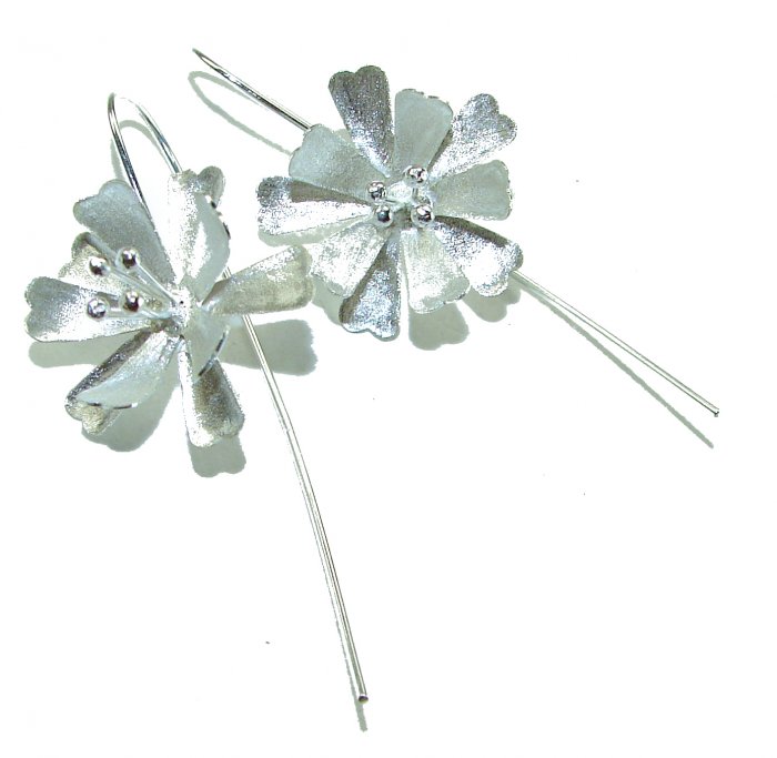 Silver Flowers Italy made .925 Sterling Silver Earrings - video