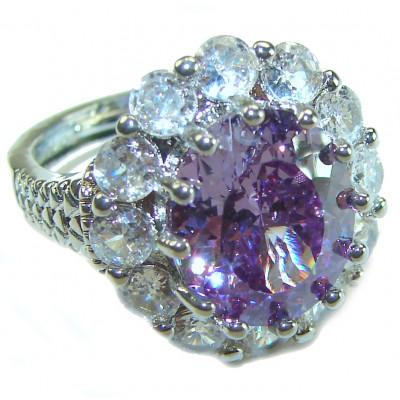 10.2 carat Amethyst .925 Sterling Silver Handcrafted Ring size 7 adjustable
