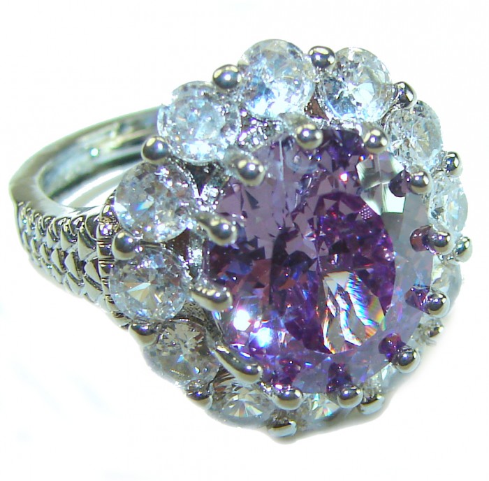 10.2 carat Amethyst .925 Sterling Silver Handcrafted Ring size 7 adjustable