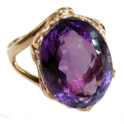 12.2 carat Amethyst 14K Rose Gold over .925 Sterling Silver Handcrafted Ring size 7